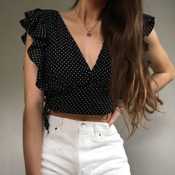 Free People Tops - Free People Polka Dot Ruffled Crop Top